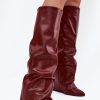 Red Heel Boots in Over The Knee High Boots, Thigh High Boots with Fabric, Warmers, Footbed, Upper Height and Heel Height
