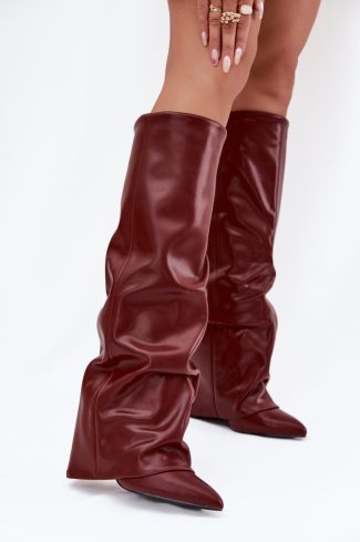 Red Heel Boots in Over The Knee High Boots, Thigh High Boots with Fabric, Warmers, Footbed, Upper Height and Heel Height