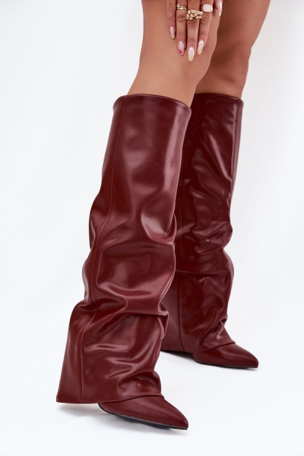 Red Heel Boots in Over The Knee High Boots, Thigh High Boots with Fabric, Warmers, Footbed, Upper Height and Heel Height