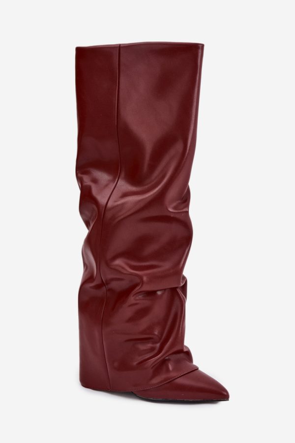 Red Heel Boots in Over The Knee High Boots, Thigh High Boots with Fabric, Warmers, Footbed, Upper Height and Heel Height