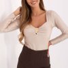 Beige Blouse in Women`s Blouses, Tunics with Polyester and Viscose