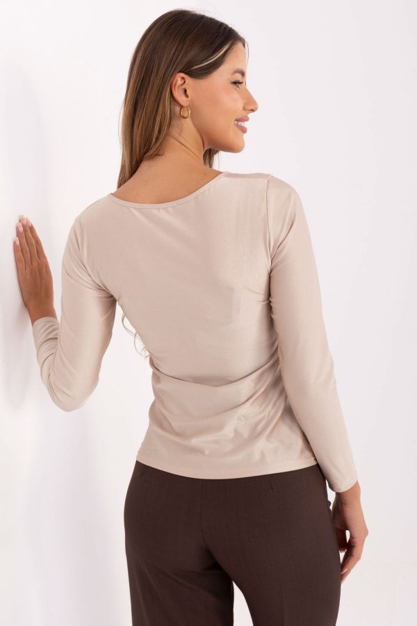 Beige Blouse in Women`s Blouses, Tunics with Polyester and Viscose