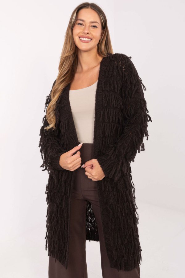 Brown Cardigan in Cardigans For Women, Ponchos with Polyacrylic, Polyamide, Viscose and Wool