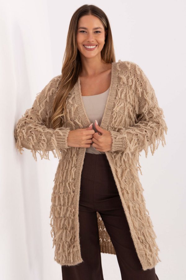 Beige Cardigan in Cardigans For Women, Ponchos with Polyacrylic, Polyamide, Viscose and Wool