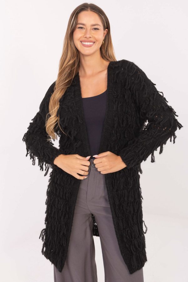 Black Cardigan in Cardigans For Women, Ponchos with Polyacrylic, Polyamide, Viscose and Wool