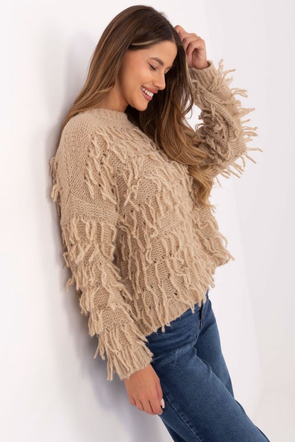 Beige Jumper in Sweaters, Pullovers, Jumpers, Turtlenecks, Boleros, Shrugs with Polyacrylic, Polyamide, Viscose and Wool