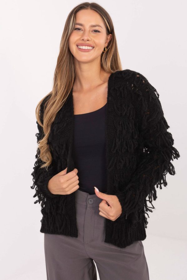 Black Cardigan in Cardigans For Women, Ponchos with Polyacrylic, Polyamide, Viscose and Wool