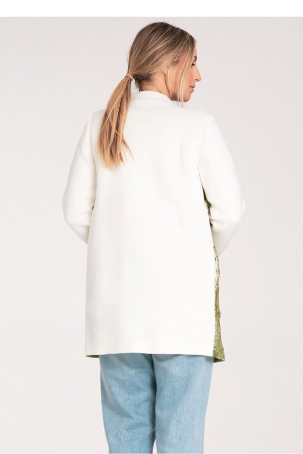 White Coat in Women`s Coats, Jackets with Polyester and Wool