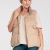Beige Gilet in Women`s Coats, Jackets with Polyester