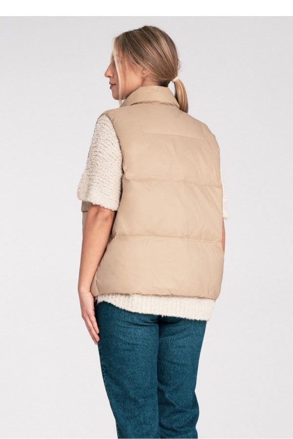 Beige Gilet in Women`s Coats, Jackets with Polyester
