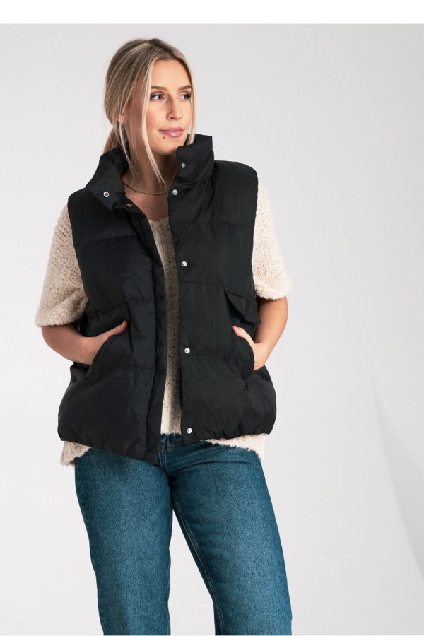 Black Gilet in Women`s Coats, Jackets with Polyester