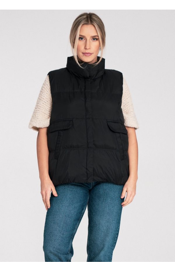 Black Gilet in Women`s Coats, Jackets with Polyester