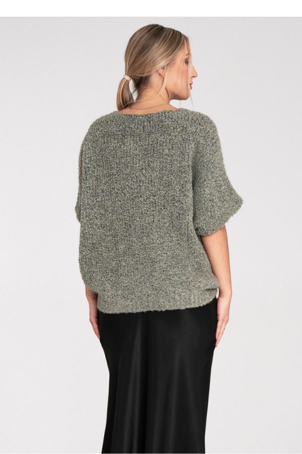 Green Short Sleeve Sweater in Sweaters, Pullovers, Jumpers, Turtlenecks, Boleros, Shrugs with Acrylic, Spandex, Polyester and Wool