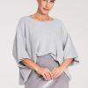 Grey Bat Style Blouse in Sweaters, Pullovers, Jumpers, Turtlenecks, Boleros, Shrugs with Acrylic, Viscose and Wool