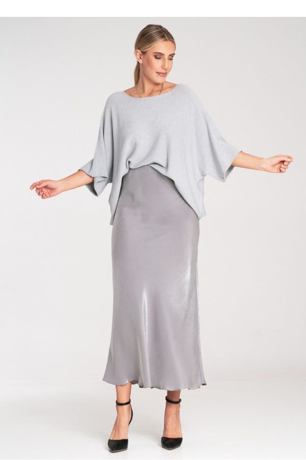 Grey Bat Style Blouse in Sweaters, Pullovers, Jumpers, Turtlenecks, Boleros, Shrugs with Acrylic, Viscose and Wool