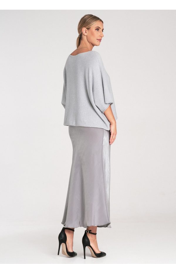 Grey Bat Style Blouse in Sweaters, Pullovers, Jumpers, Turtlenecks, Boleros, Shrugs with Acrylic, Viscose and Wool