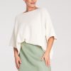 Beige Bat Style Blouse in Sweaters, Pullovers, Jumpers, Turtlenecks, Boleros, Shrugs with Acrylic, Viscose and Wool