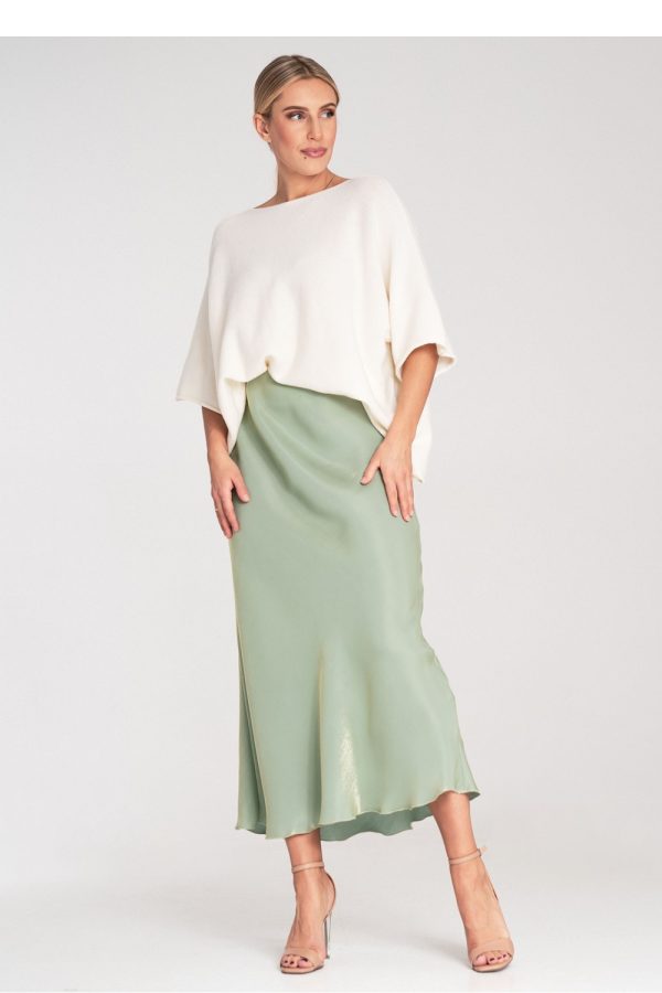 Beige Bat Style Blouse in Sweaters, Pullovers, Jumpers, Turtlenecks, Boleros, Shrugs with Acrylic, Viscose and Wool