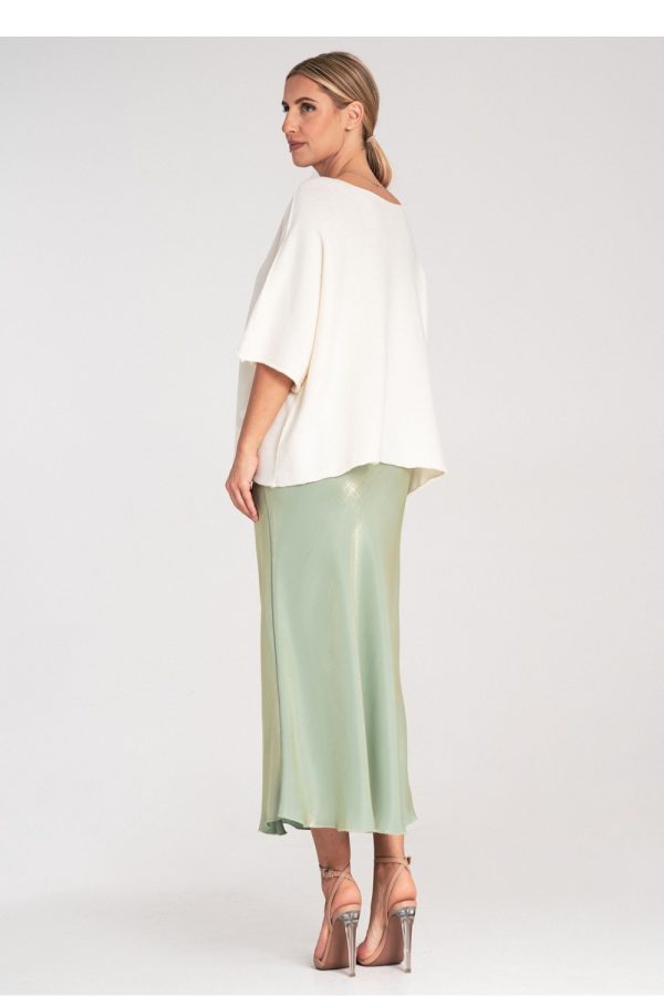 Beige Bat Style Blouse in Sweaters, Pullovers, Jumpers, Turtlenecks, Boleros, Shrugs with Acrylic, Viscose and Wool