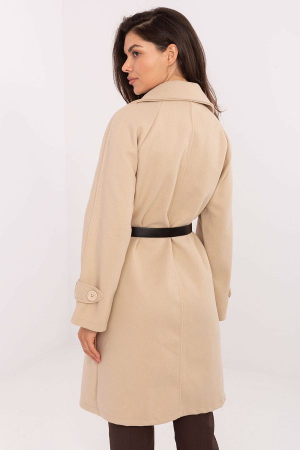 Beige Coat in Women`s Coats, Jackets with Polyester
