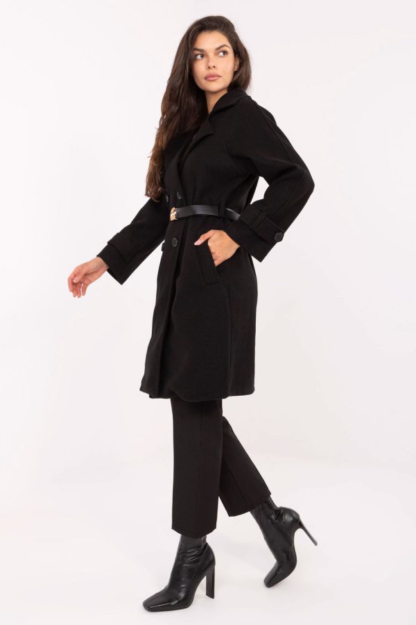 Black Coat in Women`s Coats, Jackets with Polyester