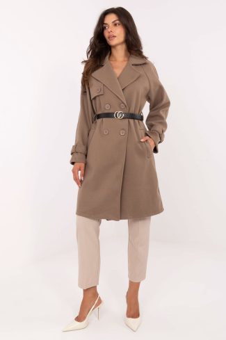 Beige Coat in Women`s Coats, Jackets with Polyester