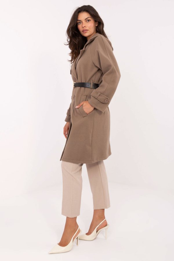 Beige Coat in Women`s Coats, Jackets with Polyester
