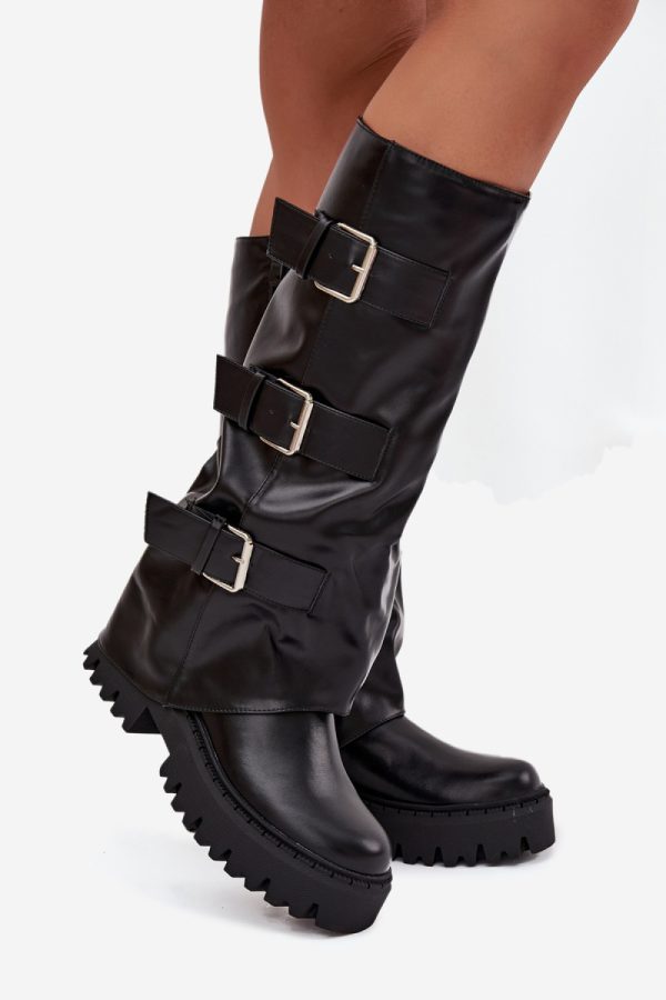 Black Thigh-Hight Boots...Fabric, Warmers, Footbed, Upper Height, Heel Height and Platform Height