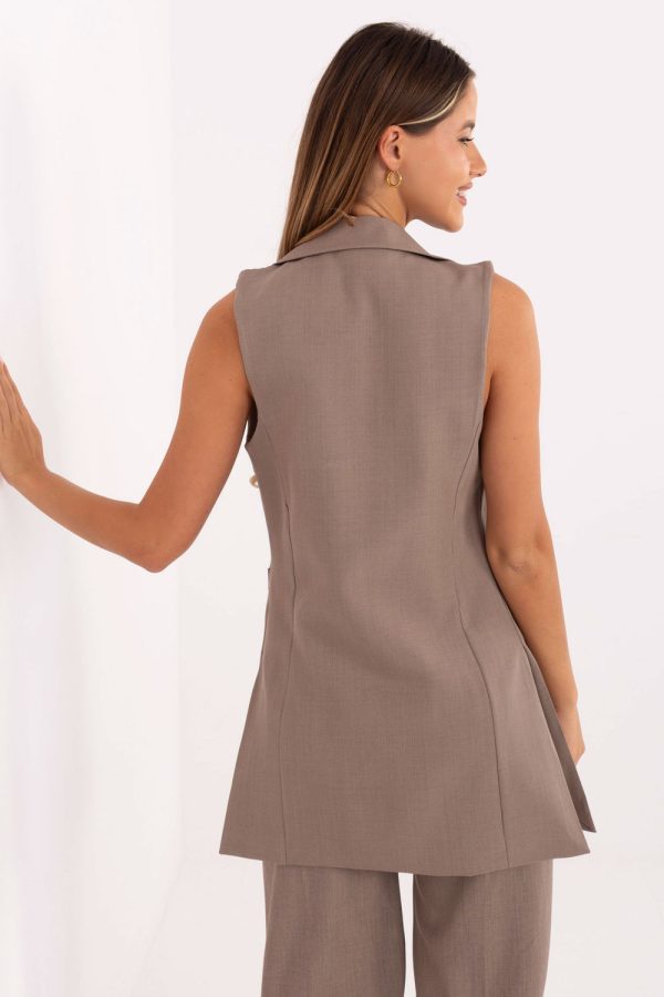 Beige Gilet in Jackets, Vests For Women with Spandex and Polyester