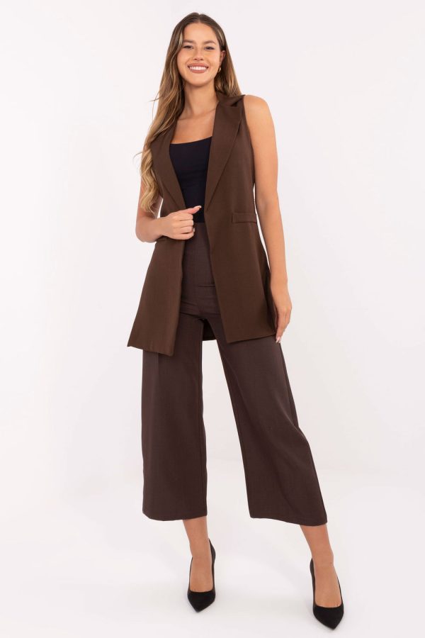 Brown Gilet in Jackets, Vests For Women with Spandex and Polyester