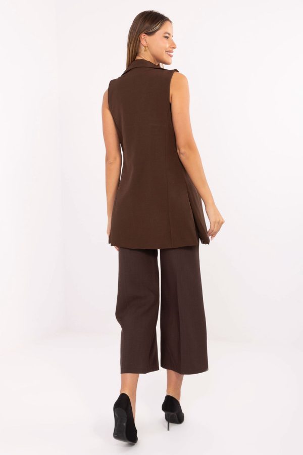 Brown Gilet in Jackets, Vests For Women with Spandex and Polyester