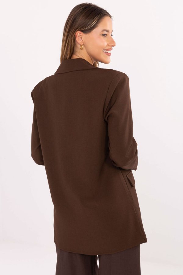 Brown Jacket in Jackets, Vests For Women with Spandex and Polyester