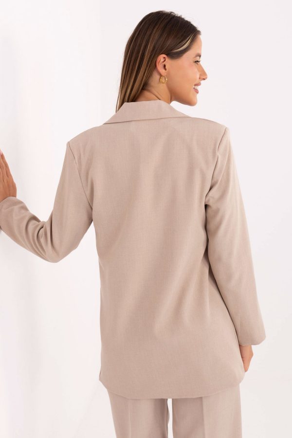 Beige Jacket in Jackets, Vests For Women with Spandex and Polyester