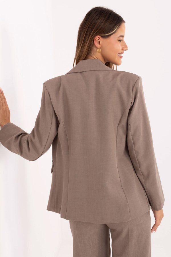 Beige Jacket in Jackets, Vests For Women with Spandex and Polyester