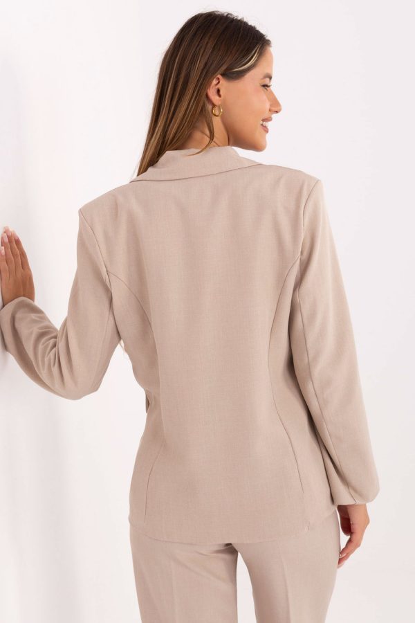 Beige Jacket in Jackets, Vests For Women with Spandex and Polyester