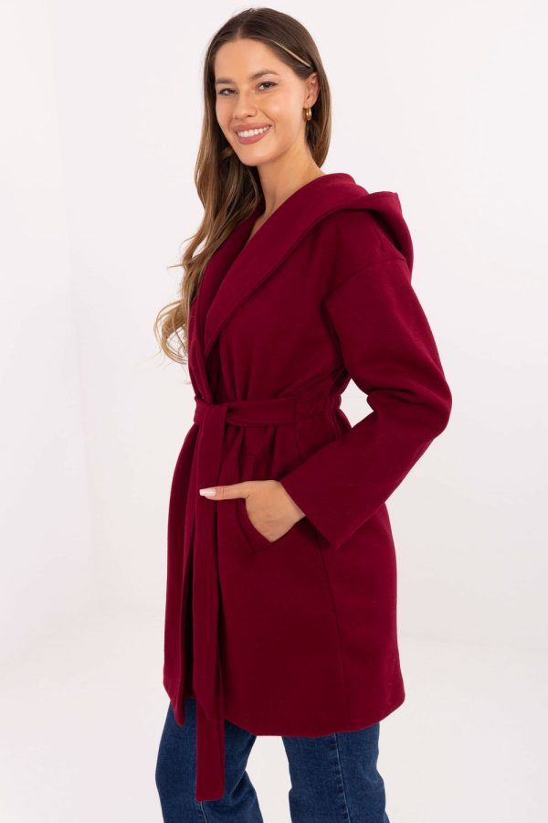 Red Coat in Women`s Coats, Jackets with Polyester