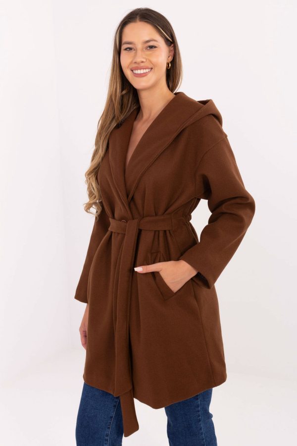 Brown Coat in Women`s Coats, Jackets with Polyester