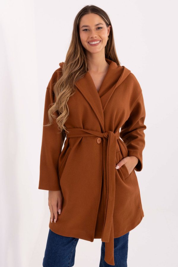 Brown Coat in Women`s Coats, Jackets with Polyester