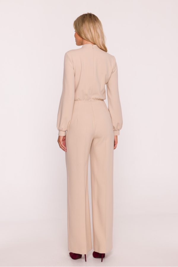 Beige Suit in Playsuits For Women with Spandex, Polyester and Viscose
