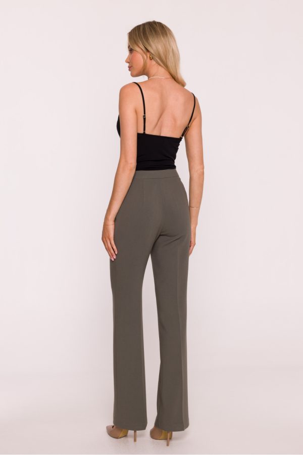 Green Women Trousers in Pants, Trousers, Shorts with Spandex, Polyester and Viscose