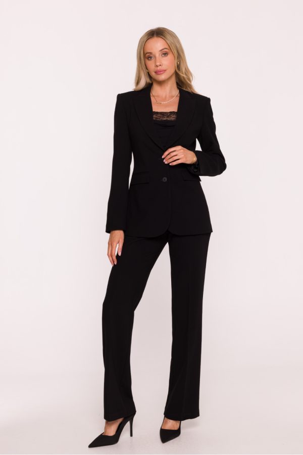 Black Women Trousers in Pants, Trousers, Shorts with Spandex, Polyester and Viscose
