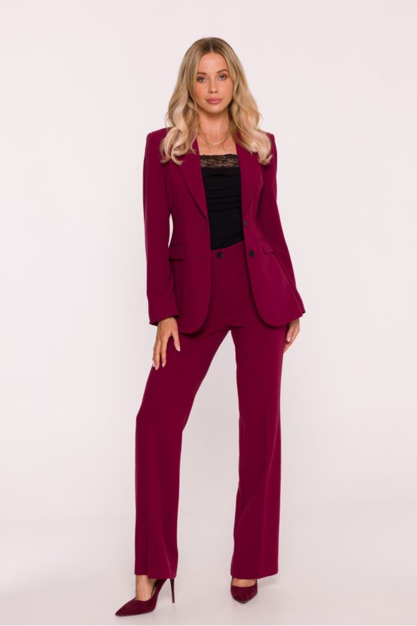 Red Women Trousers in Pants, Trousers, Shorts with Spandex, Polyester and Viscose