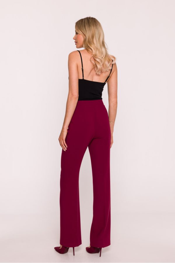 Red Women Trousers in Pants, Trousers, Shorts with Spandex, Polyester and Viscose