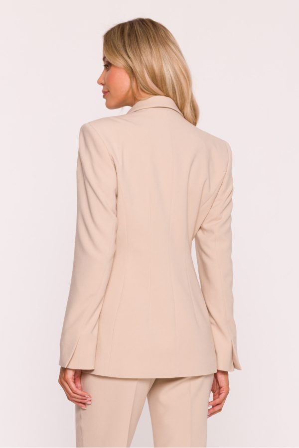 Beige Jacket in Jackets, Vests For Women with Spandex, Polyester and Viscose
