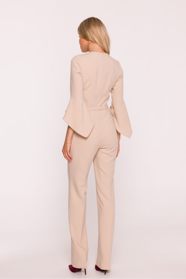 Beige Suit in Playsuits For Women with Spandex, Polyester and Viscose