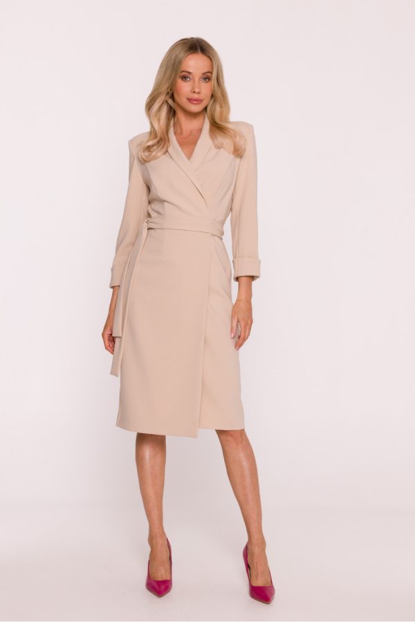 Beige Daydress in Day Dresses with Spandex, Polyester and Viscose