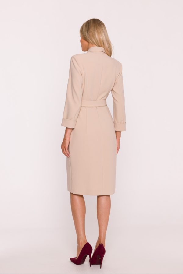 Beige Daydress in Day Dresses with Spandex, Polyester and Viscose