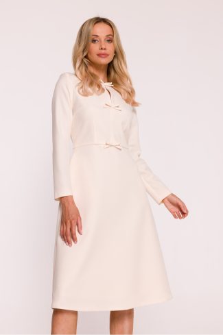 Beige Daydress in Day Dresses with Spandex and Polyester