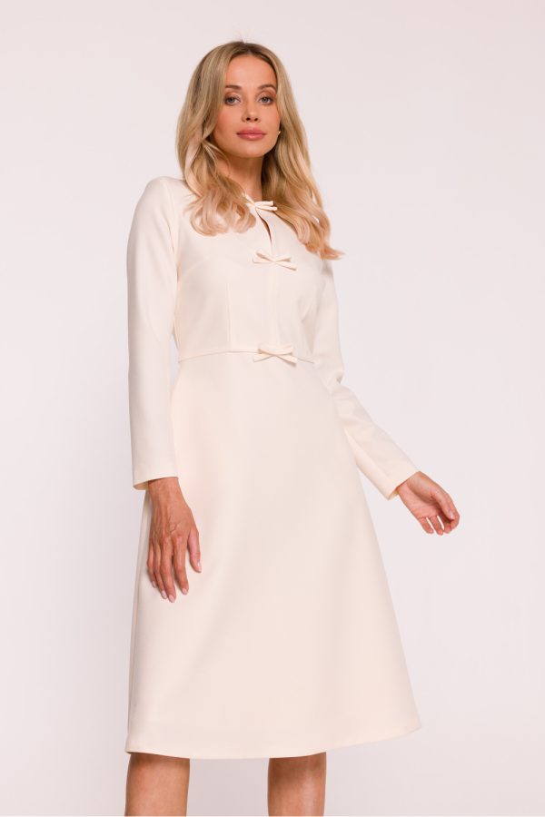 Beige Daydress in Day Dresses with Spandex and Polyester