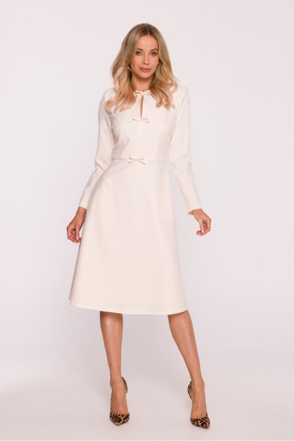 Beige Daydress in Day Dresses with Spandex and Polyester